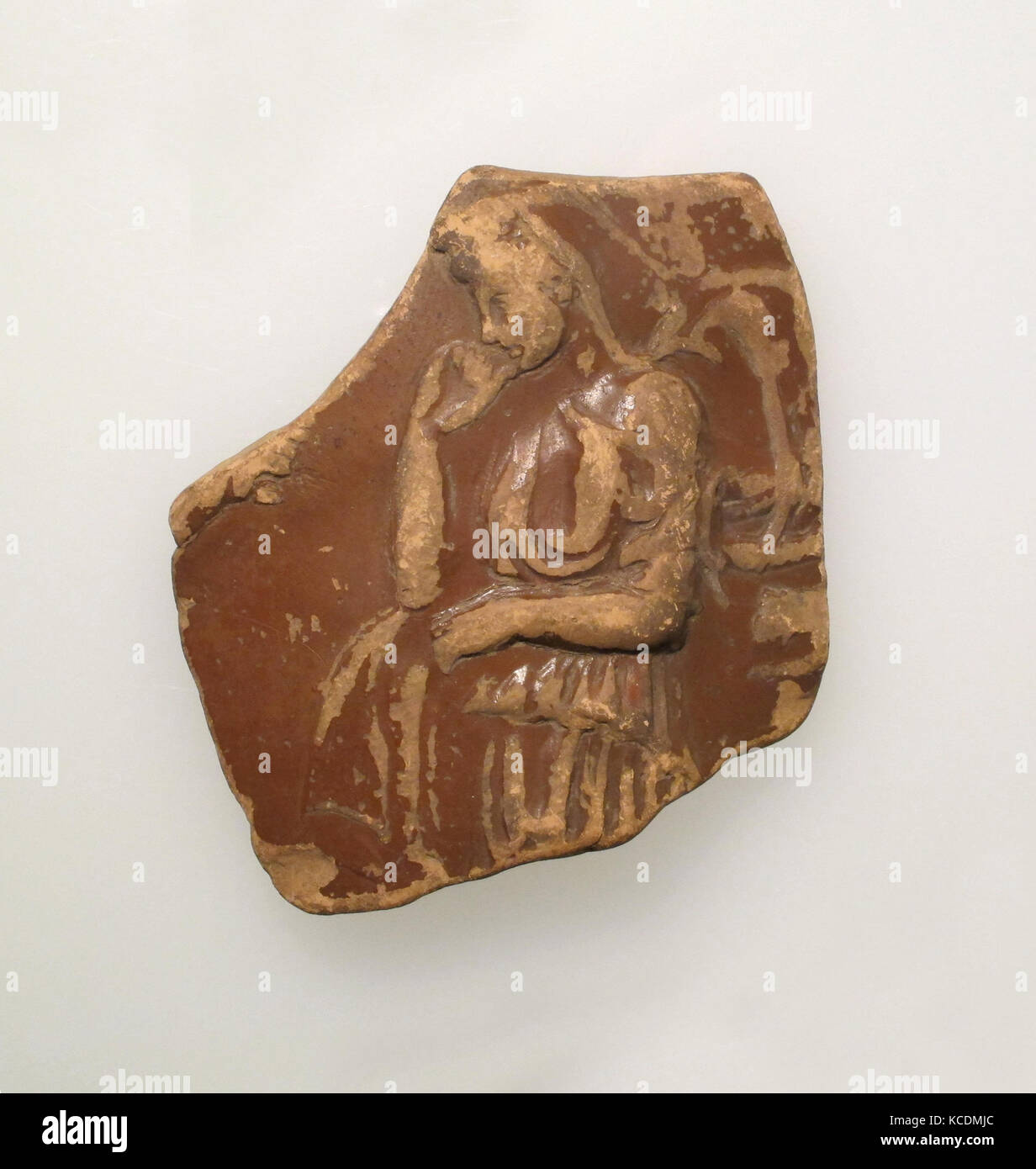 Vase fragment, 1st century B.C.–1st century A.D., Roman, Terracotta, 2 11/16 × 2 9/16 × 1/4 in. (6.9 × 6.5 × 0.6 cm), Vases Stock Photo