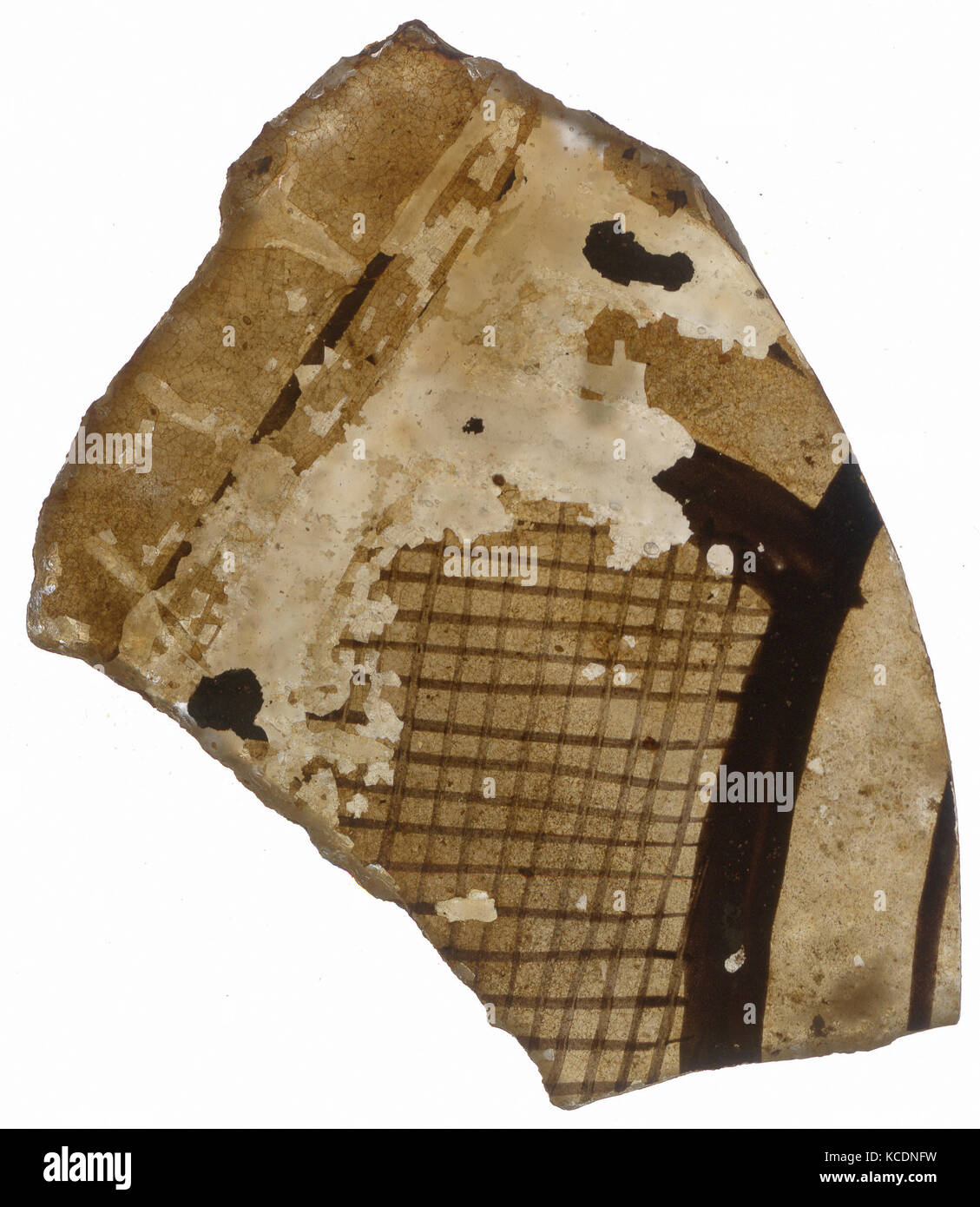 Fragment, 13th century, Crusader, Stained Glass, 2 13/16 × 2 3/16 × 1/4 in. (7.2 × 5.6 × 0.6 cm), Glass-Stained Stock Photo