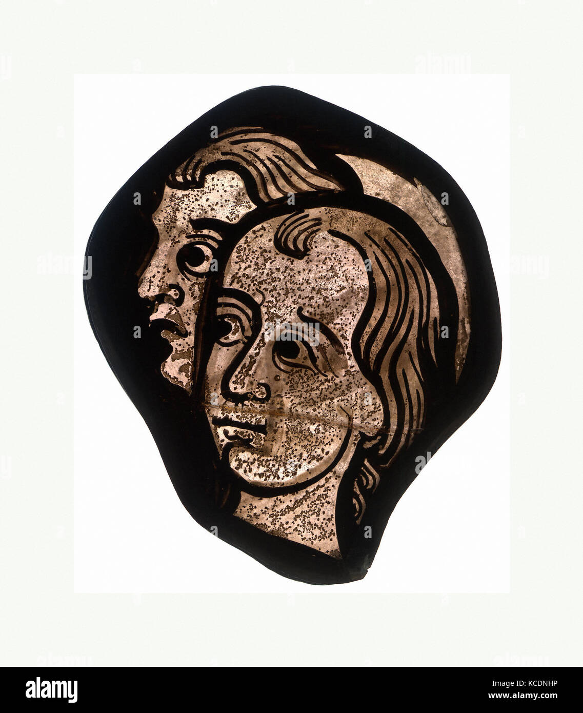 Glass Fragment, 12001215, French, Potmetal glass, vitreous paint