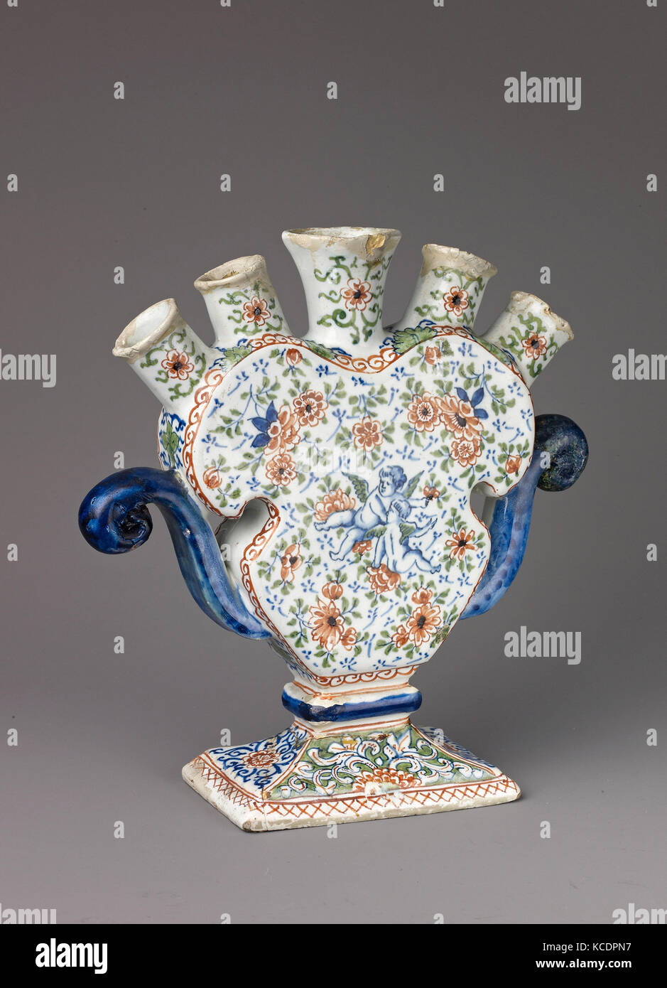 Tulip Vase, ca. 1700–1720, Dutch (Delft), Tin-glazed earthenware, H. 20.6 cm, Ceramics Stock Photo