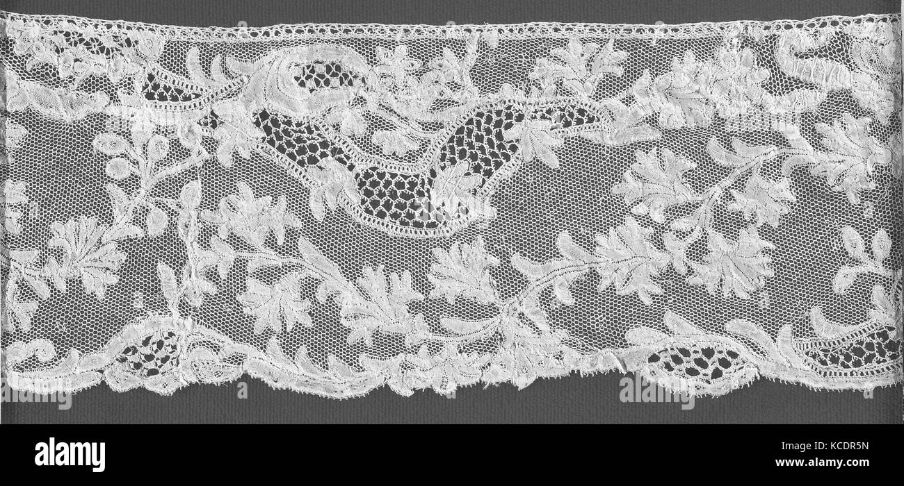 Strip, 18th century, Flemish, Bobbin lace, L. 10 1/2 x W. 3 1/2 inches (26.7 x 8.9 cm), Textiles-Laces Stock Photo