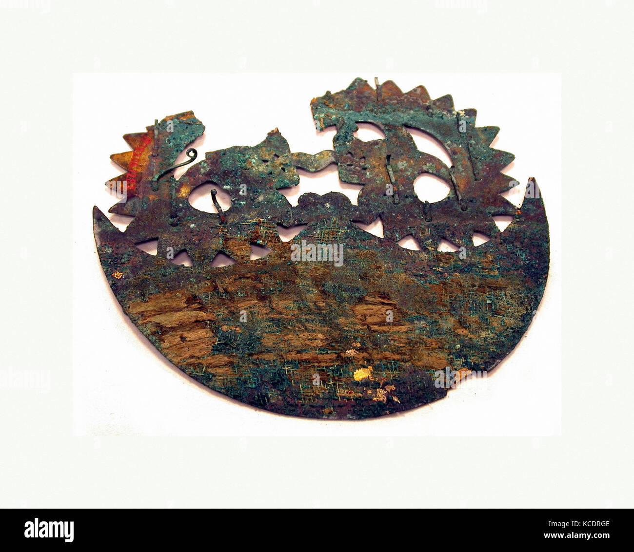 Crescent Ornament, 390–450, Peru, Moche (Loma Negra), Copper, H. 6 1/8 x W. 5 1/2 in. (15.5 x 14 cm), Metal-Ornaments Stock Photo