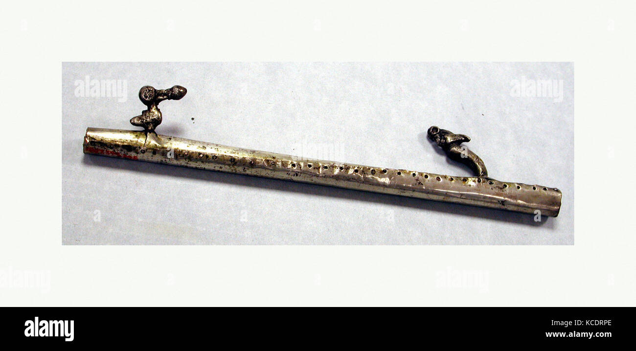 Spear Thrower, 12th–15th century, Peru, Chimú, Silver (hammered and cast), Length 9-3/4 in. (24.7 cm), Metal-Implements Stock Photo