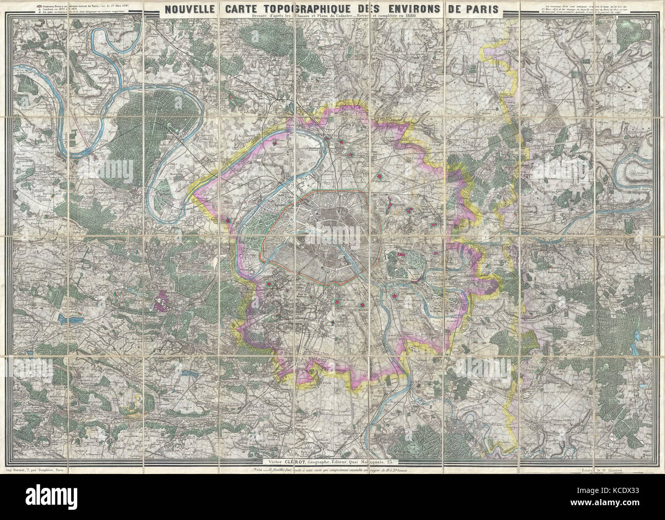 1880, Clerot Pocket Map of Paris and Environs, France Stock Photo Alamy