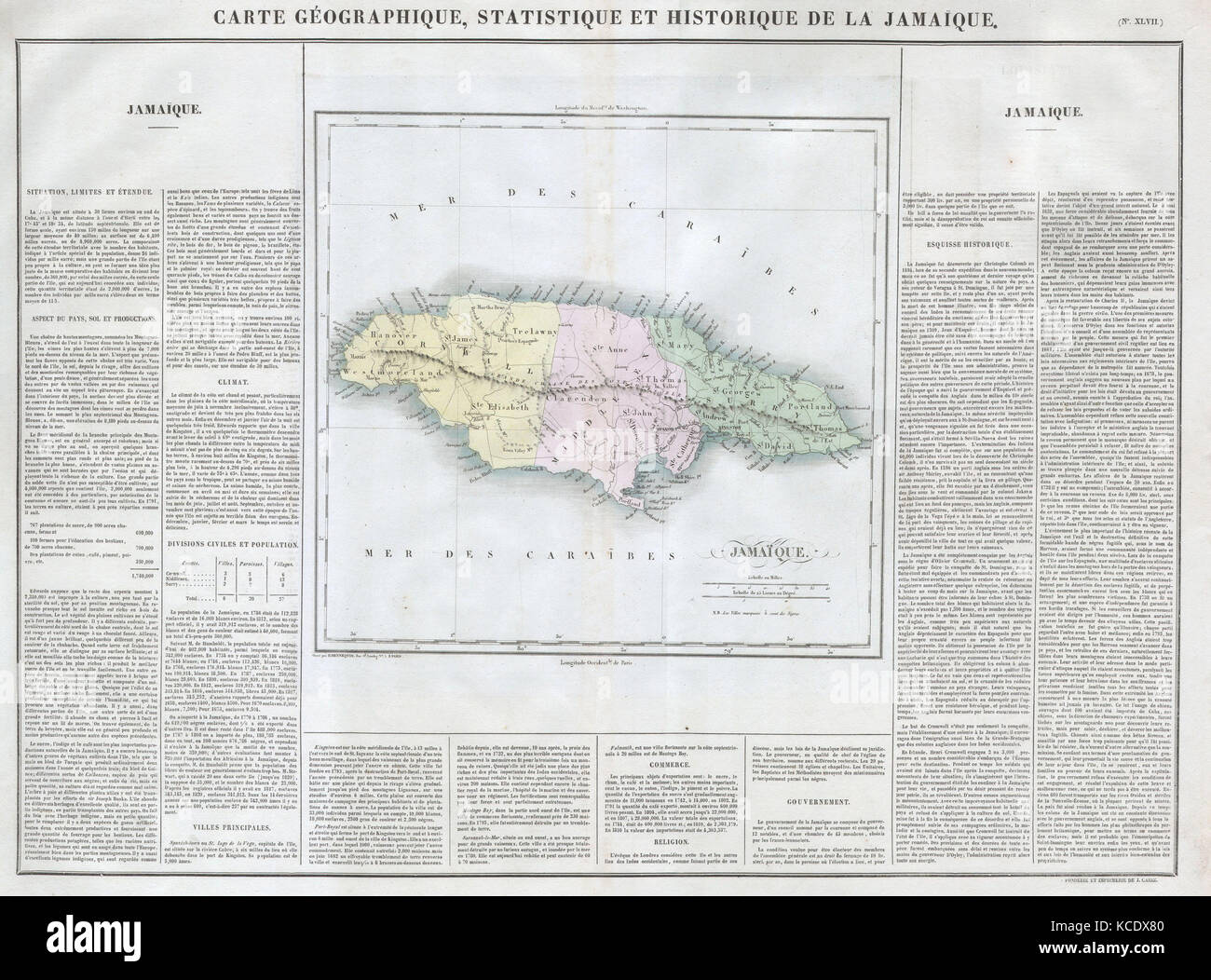 Carez Map of Jamaica, West Indies Stock Photo Alamy
