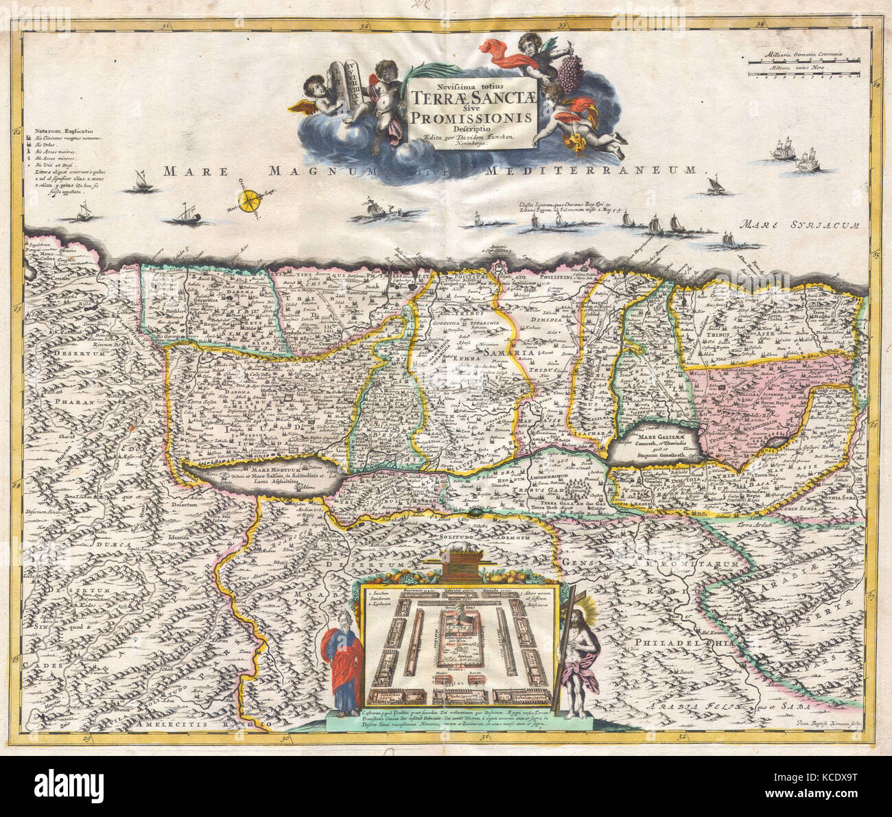 1720, Funck Map of Israel, Palestine, Holy Land Stock Photo