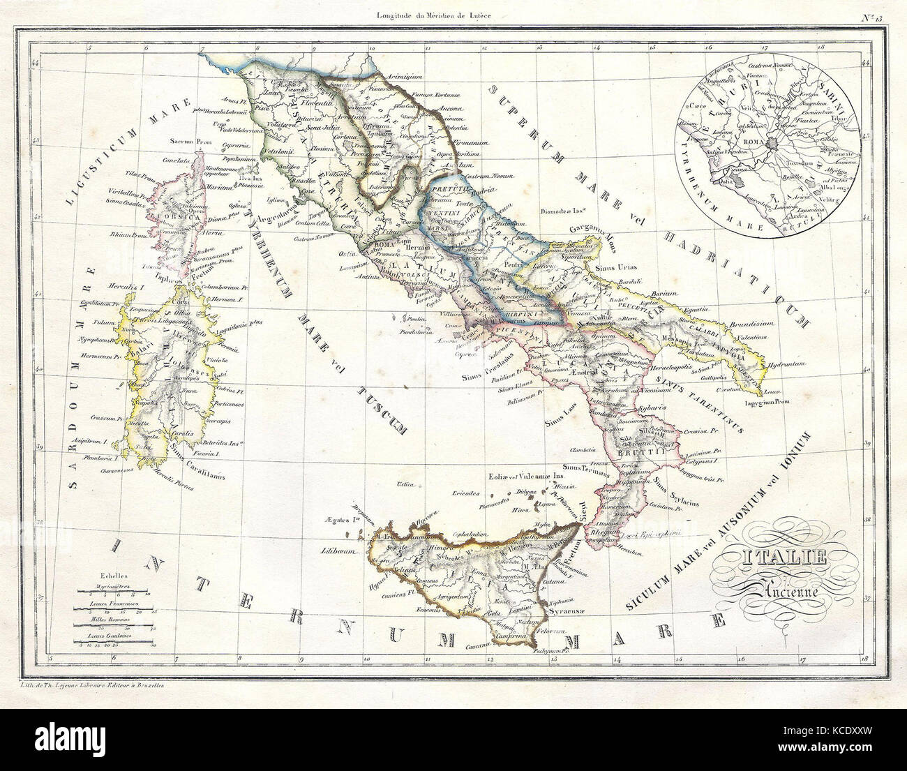 Map Of Ancient Rome Italy 1837, Malte-Brun Map Of Italy In Ancient Roman Times Stock Photo - Alamy