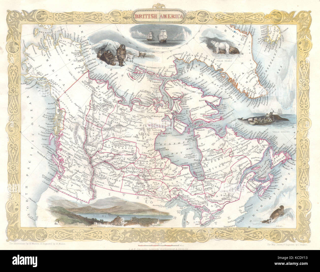 Map Of Canada 1849 1849, Tallis Map Of Canada Or British America W- Oregon Stock Photo - Alamy