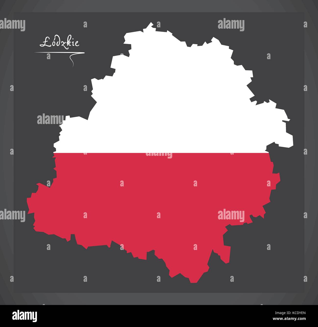 Lodzkie map of Poland with Polish national flag illustration Stock Vector