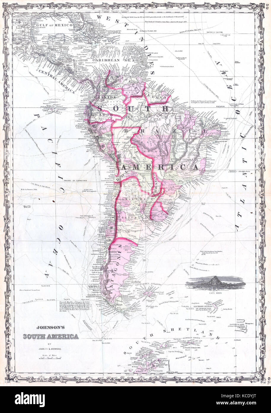 1861, Johnson Map of South America Stock Photo - Alamy