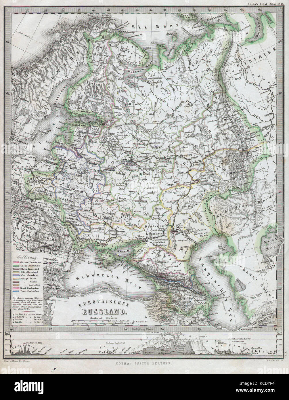 1862, Perthes Map of Russia Stock Photo