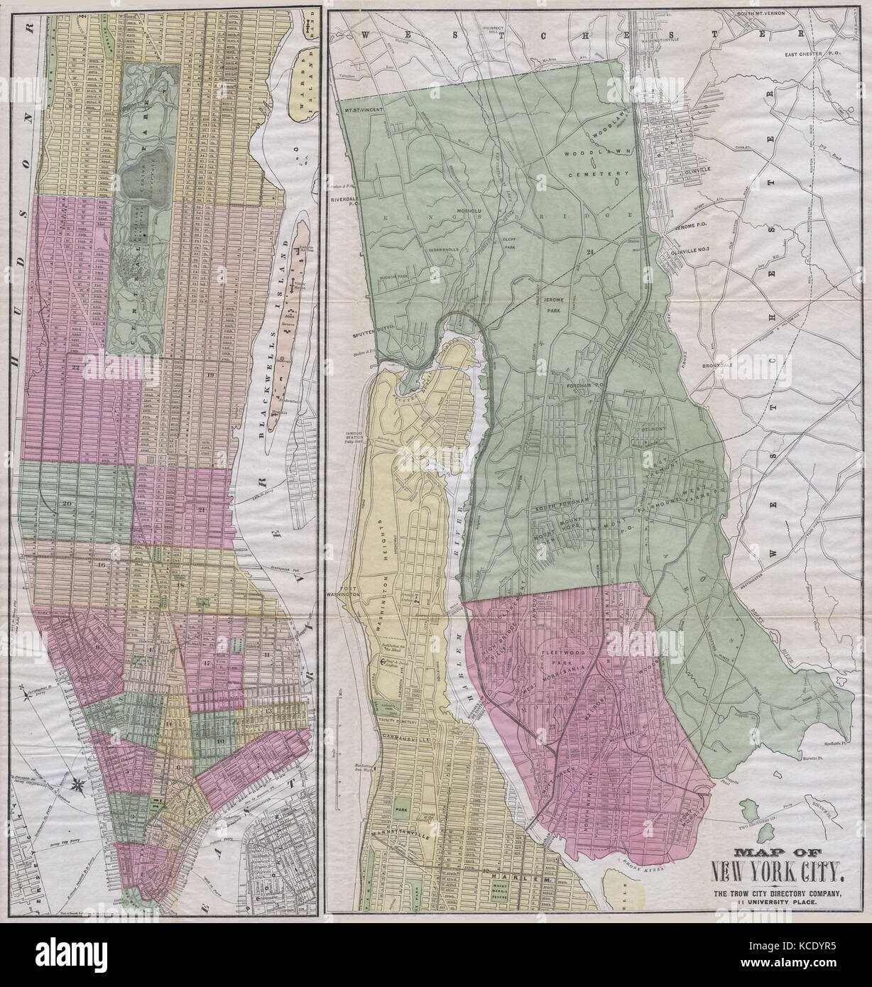 1863, Fisk and Russell Map of New York City Stock Photo