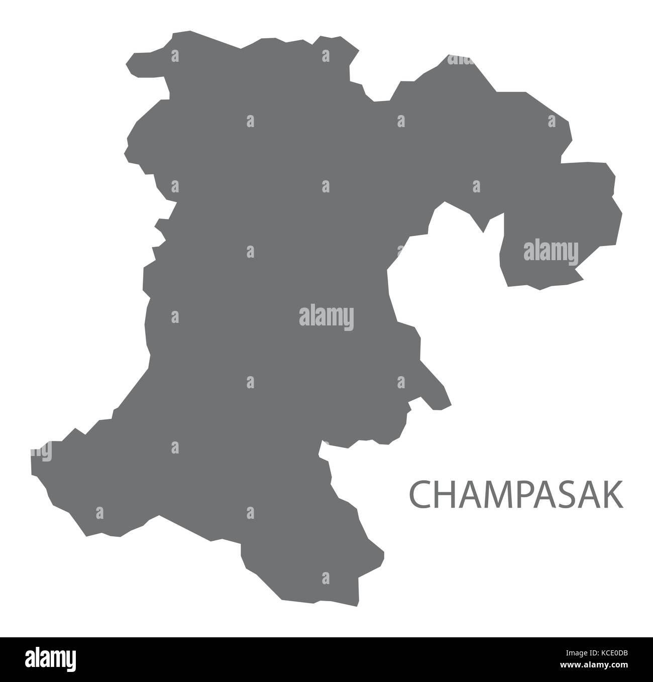 Champasak province map of Laos grey illustration silhouette shape Stock Vector