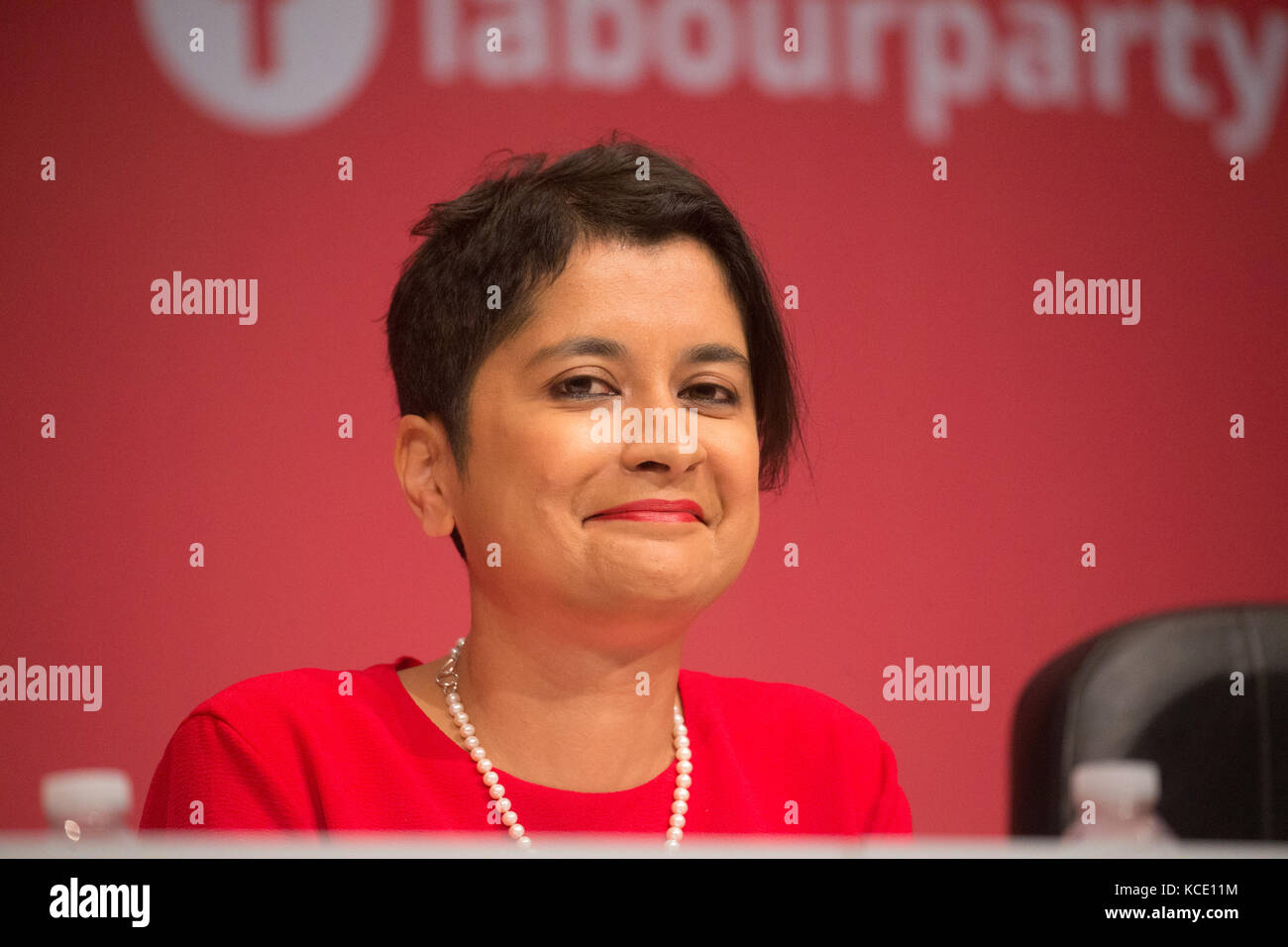 Shadow attorney General for England and Wales, The Baroness Chakrabarti, known also as Shami Chakrabarti, on the panel at the Labour party conference. Stock Photo