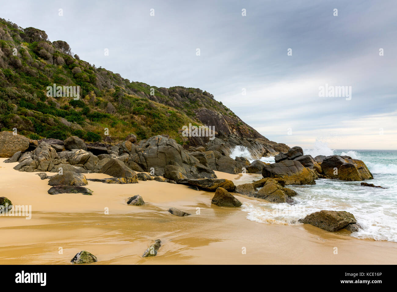 Boomerang beach in Pacific Palms on the mid north coast of New South Wales,Australia Stock Photo Boomerang beach in Pacific Palms on the mid north coast of New South Wales,Australia Stock Photo