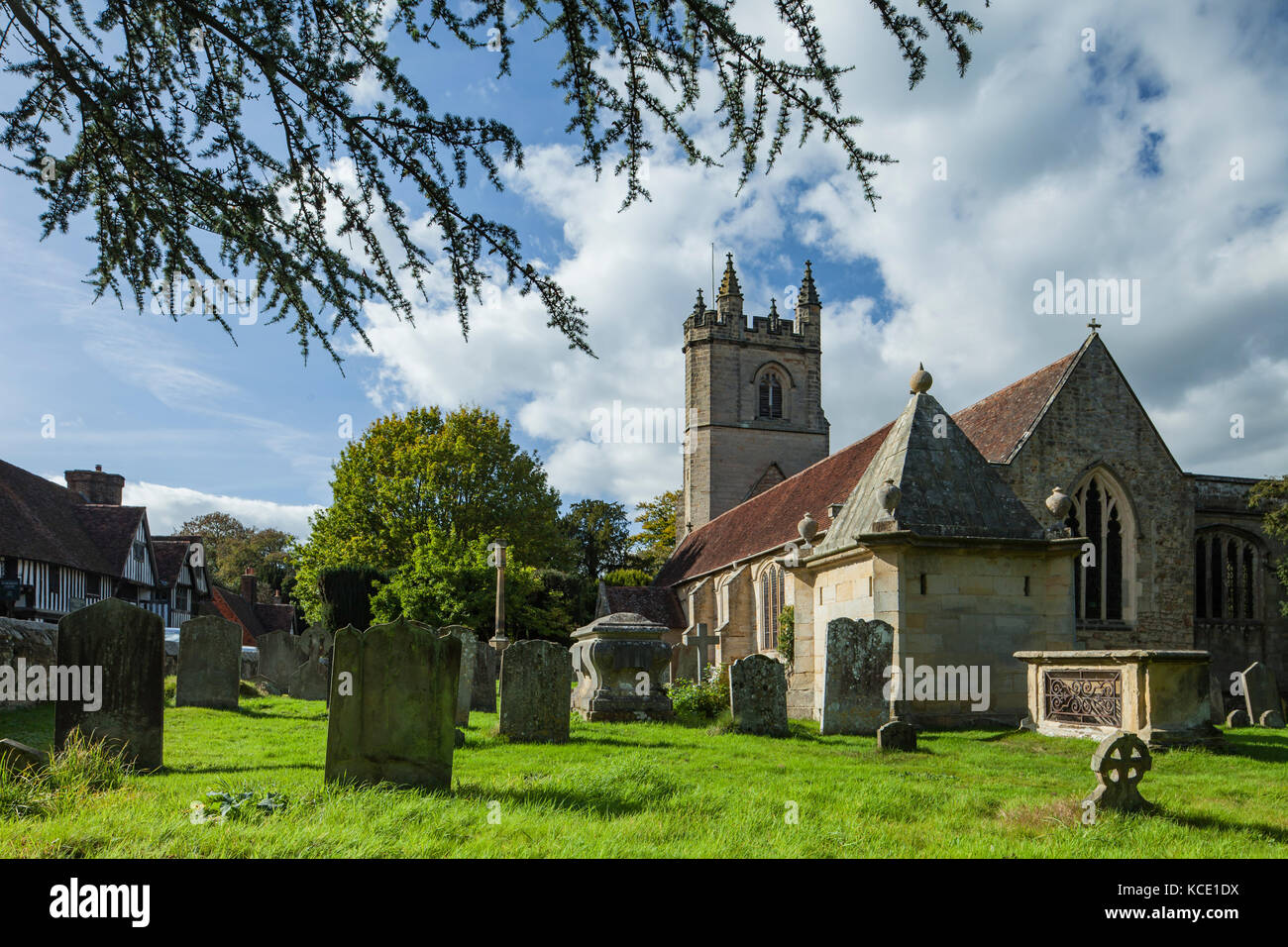 Autumn day at St Mary's church in Chiddingstone village, Kent, England. Stock Photo