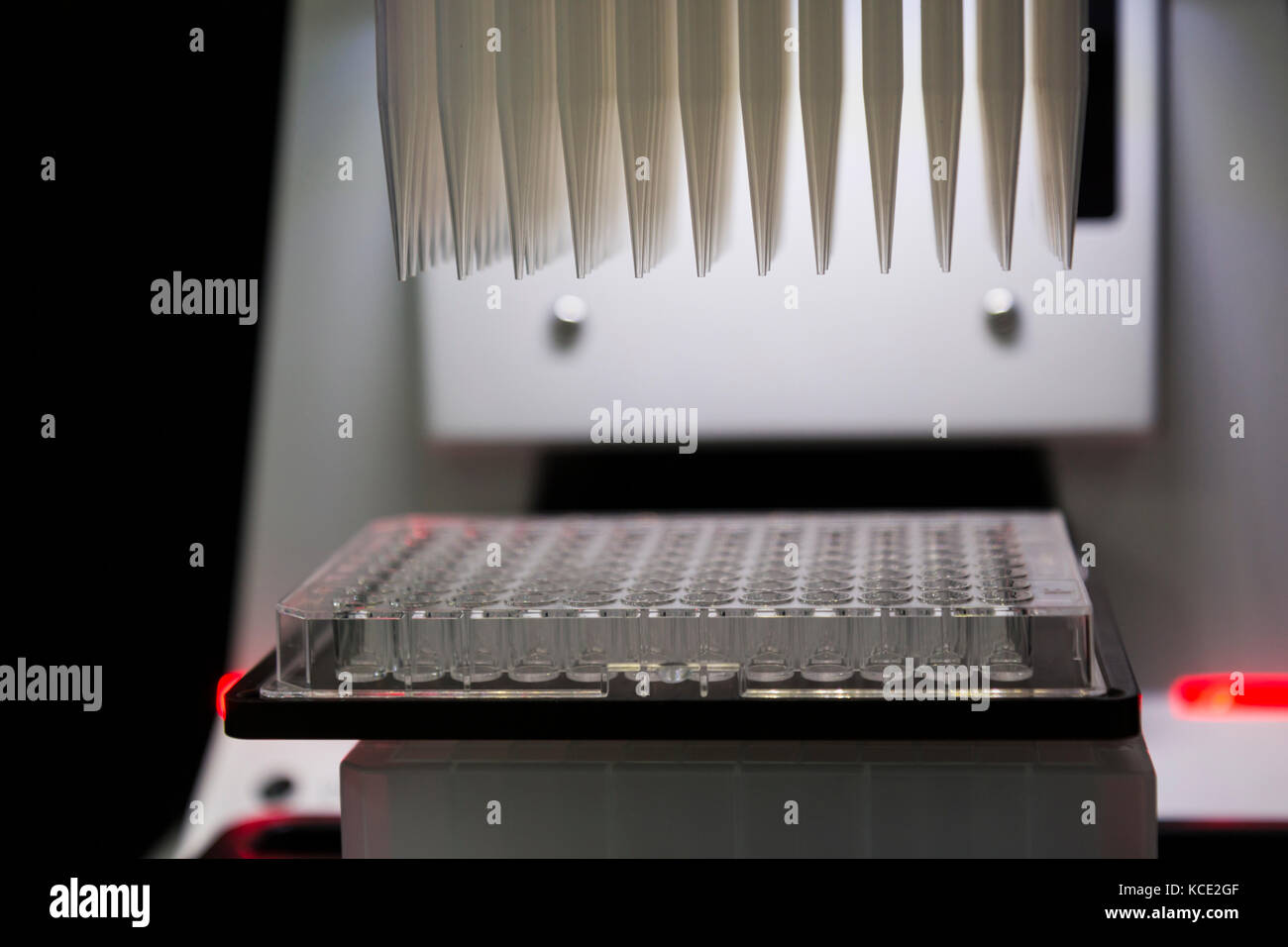 Liquid handle device for laboratory ; selective focus Stock Photo Alamy