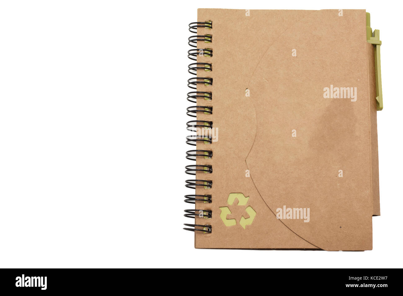 recycled paper notebook with Recycle logo and pen Stock Photo Alamy