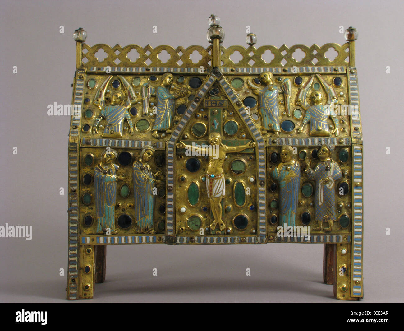 Chasse with the Life of Christ, ca. 1235–45, Made in Limoges, France, French, Copper (plaques): engraved, stamped, and gilt Stock Photo