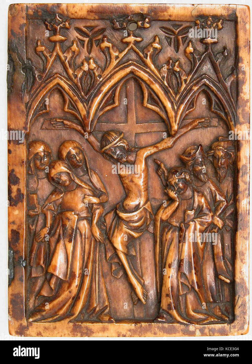 Right Wing of a Diptych with Crucifixion, first half 14th century Stock Photo