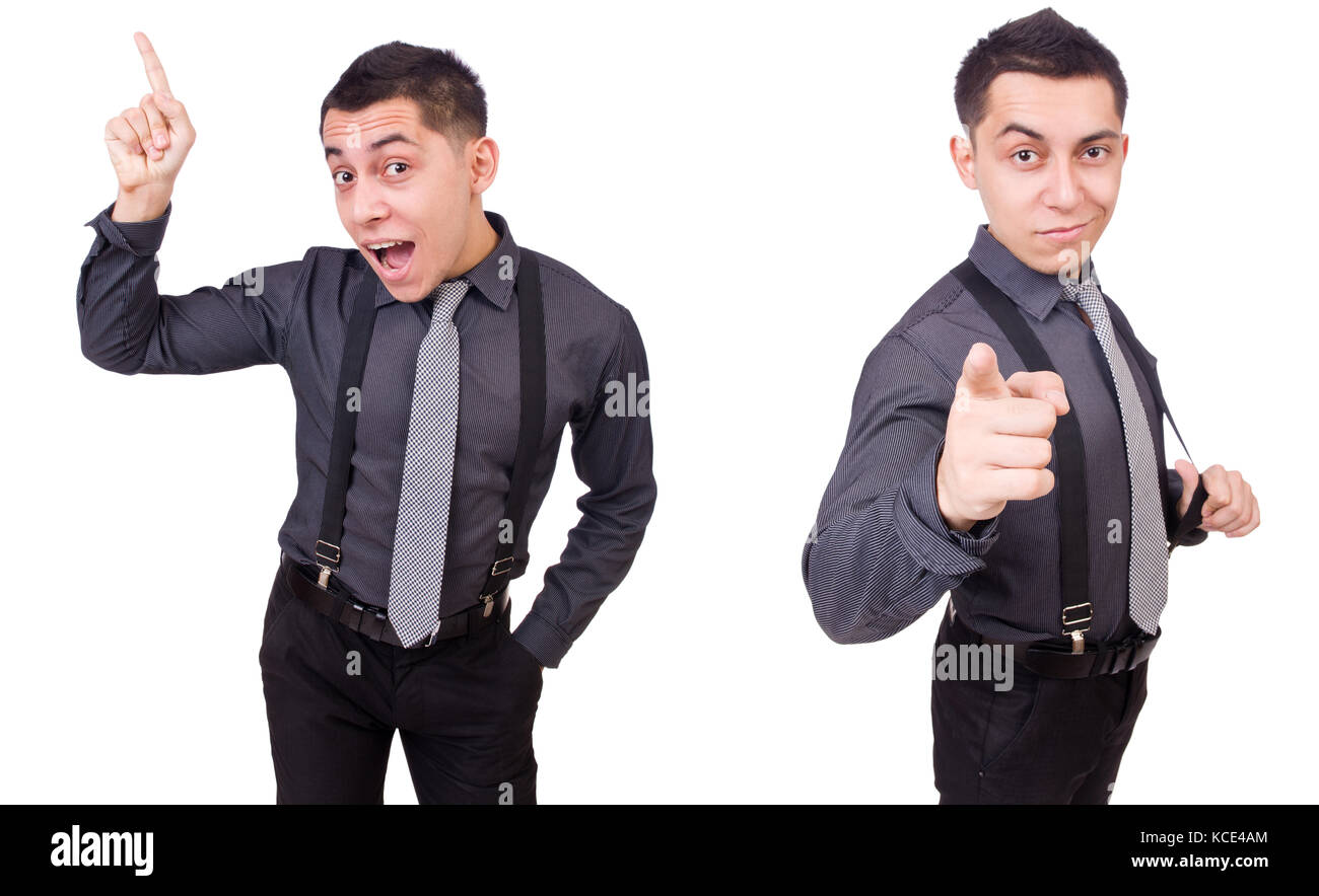 A young man wearing suit isolated on white Stock Photo - Alamy