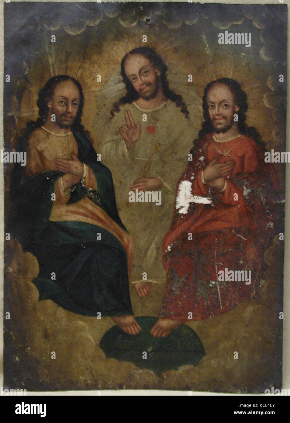 The Trinity, 18th century, Possibly made in Mexico, Spanish Colonial, Oil on tin (?), Overall: 14 x 10 1/16 in. (35.6 x 25.6 cm Stock Photo