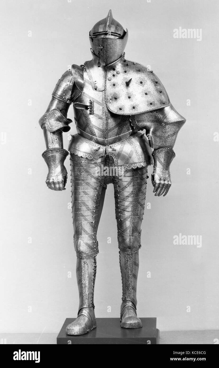 Armor for the Tilt, ca. 1585, Italian, Steel, leather, Armor for Man Stock Photo