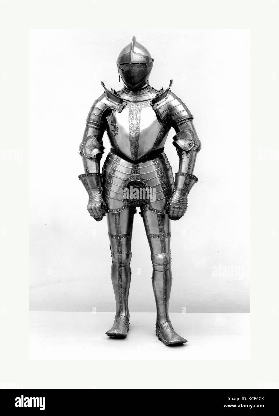 Armor, dated 1548, with later restorations, Nuremberg, German, Nuremberg, Steel, leather, copper alloy, textile, Wt. approx. 56 Stock Photo