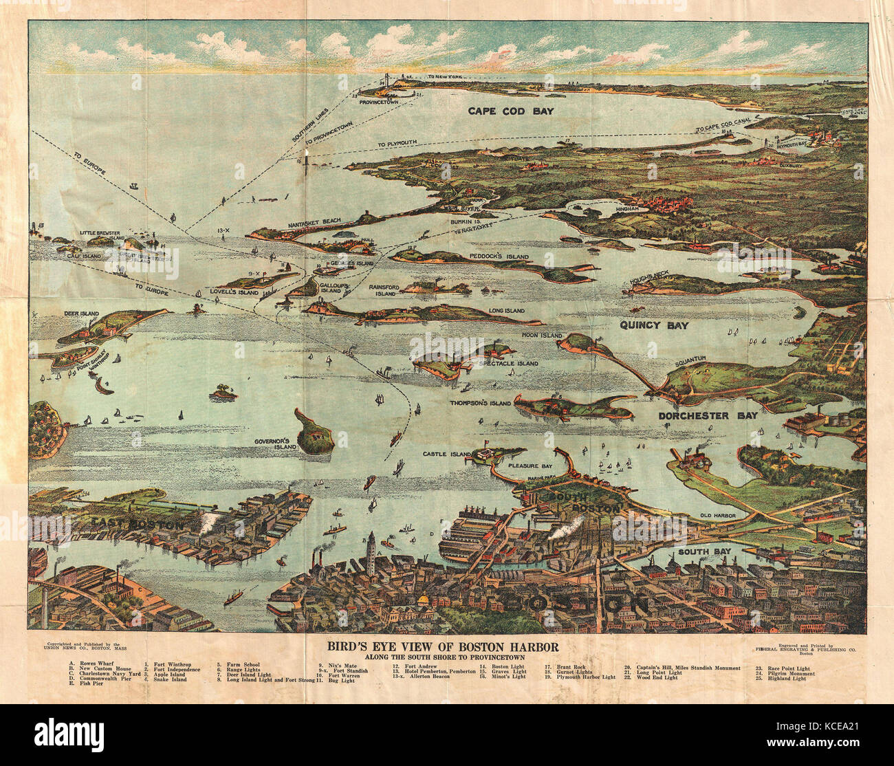 1899, View Map of Boston Harbor from Boston to Cape Cod and