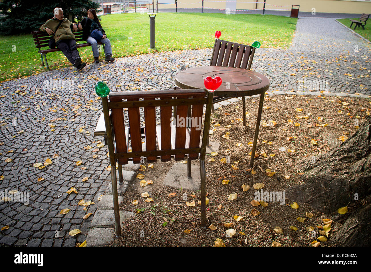 The bench of dissident turned president Vaclav Havel (1936-2011) in the ...