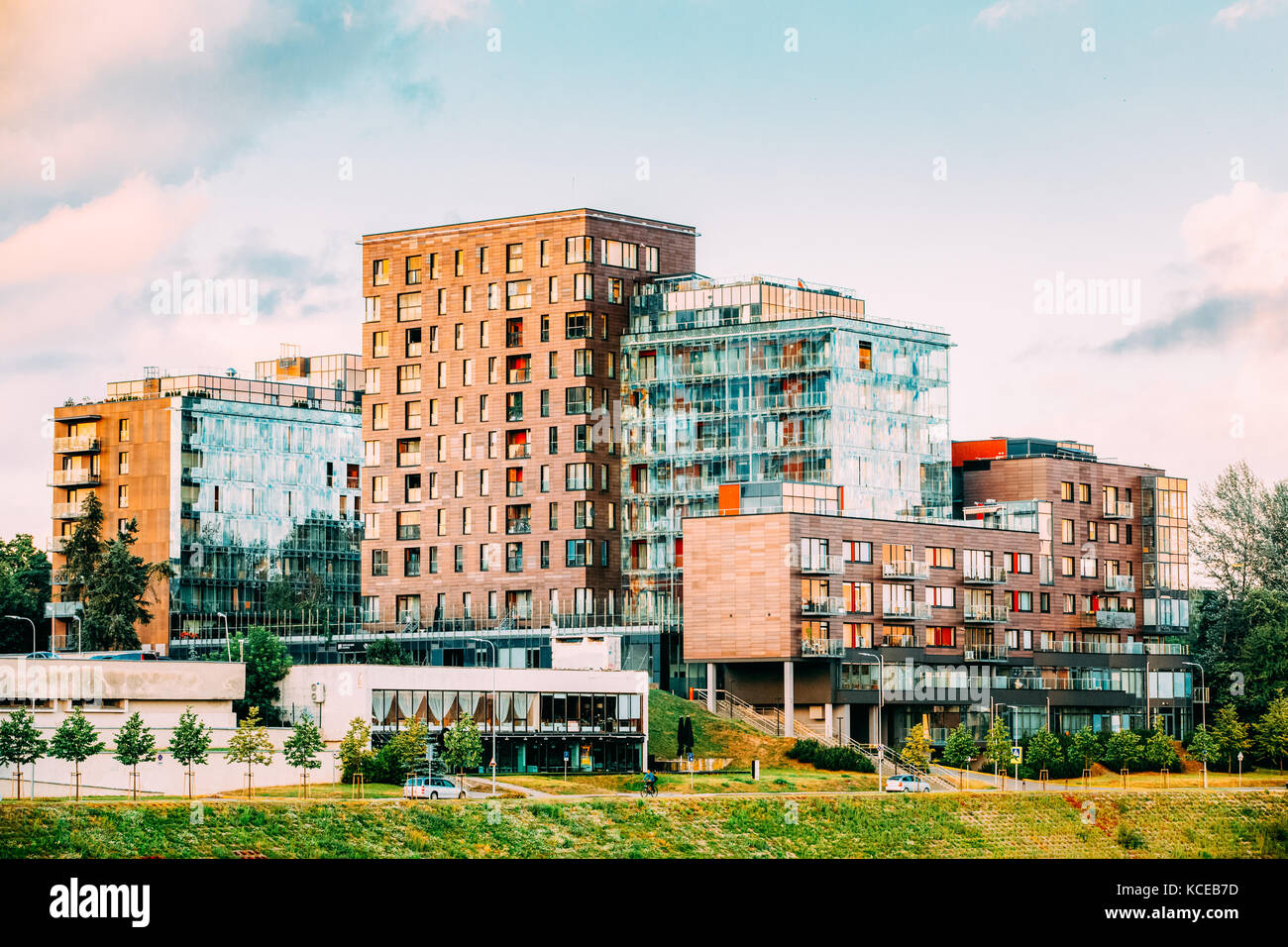 Vilnius, Lithuania. The Contemporary Multilevel Apartment Complex In Scandinavian Architectural