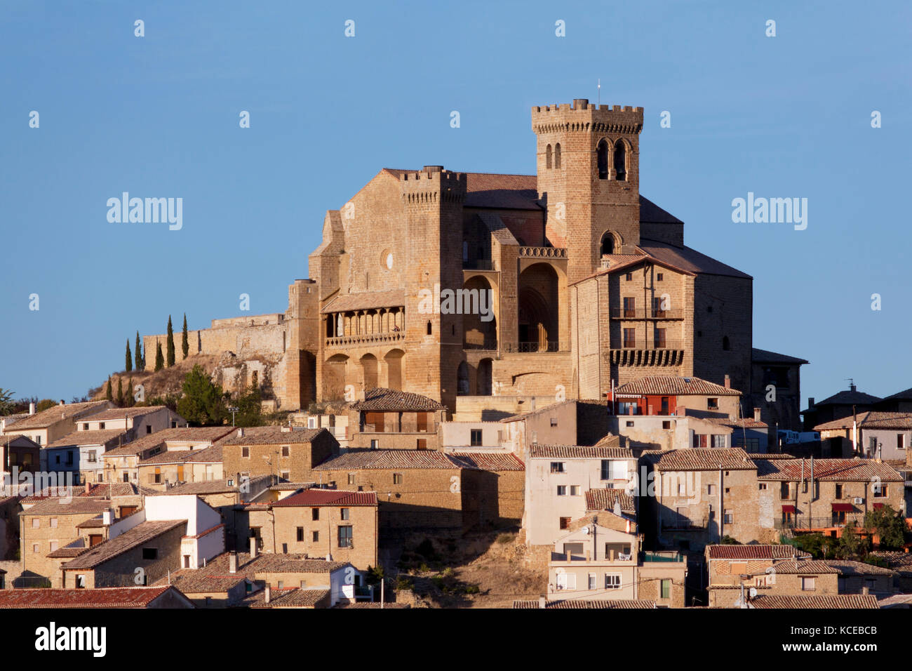 Hill town of Ujue in Sierra de San Pedro, Navarra, Spain. Stock Photo