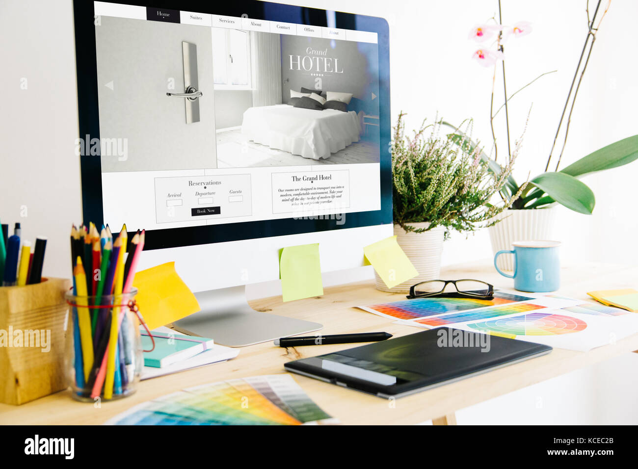 Web design studio hotel website design Stock Photo - Alamy