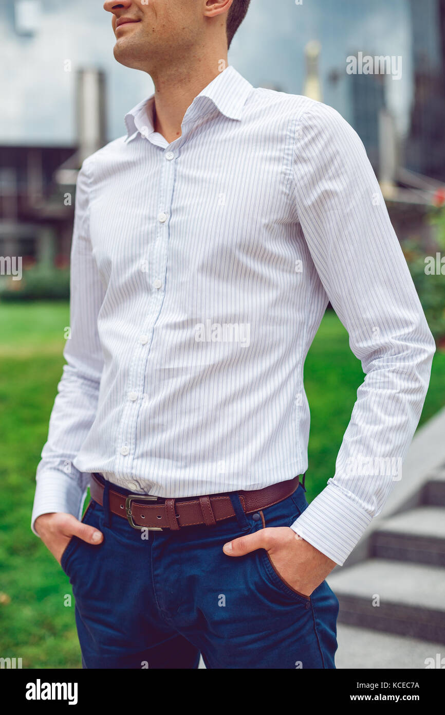 Young male wearing white shirt hi-res stock photography and images - Alamy