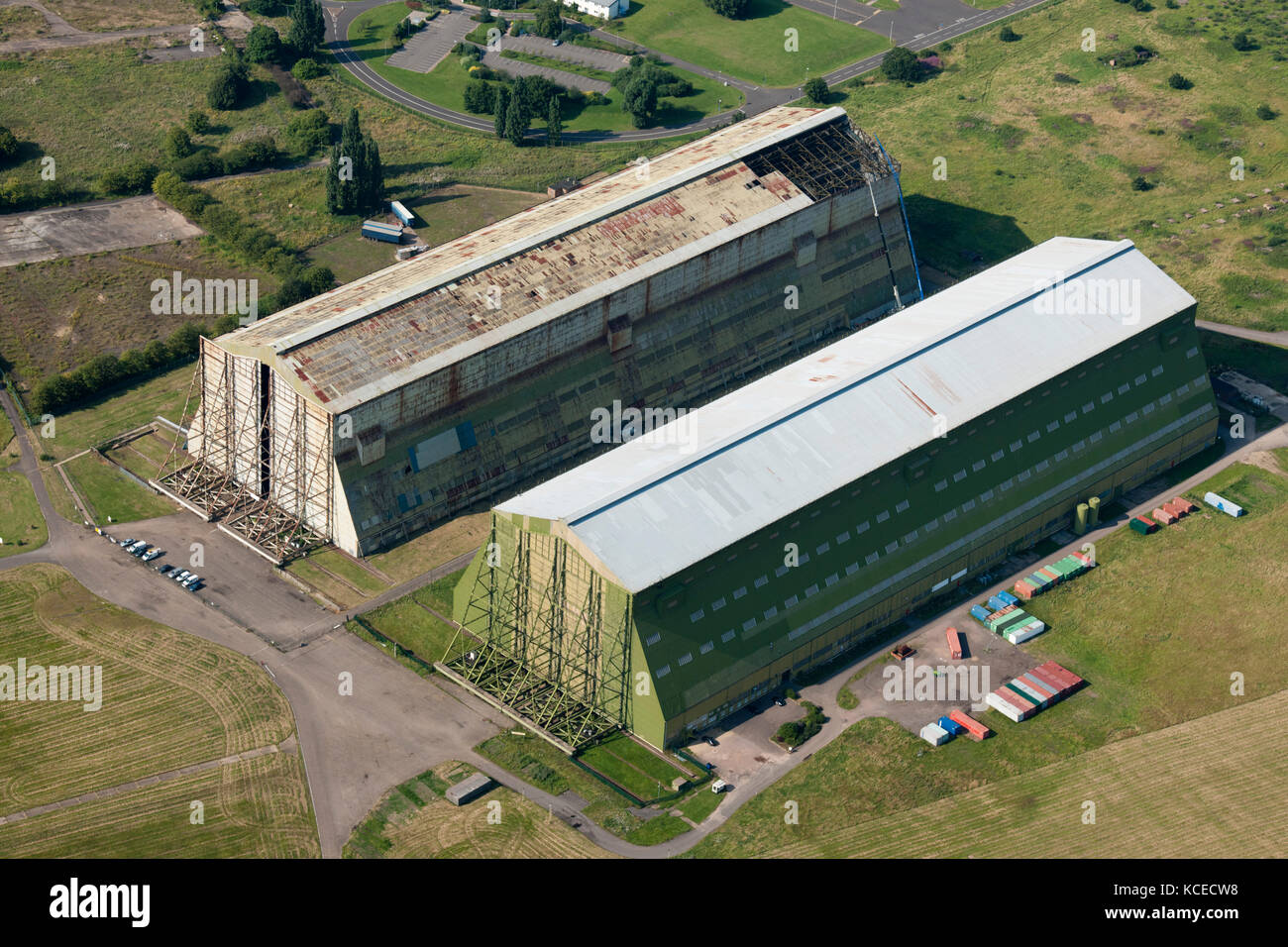 Airship hangars, RAF Cardington, Bedfordshire. No.1 shed was built in 1915 by Short Brothers to build two airships for the navy. After the first world Stock Photo
