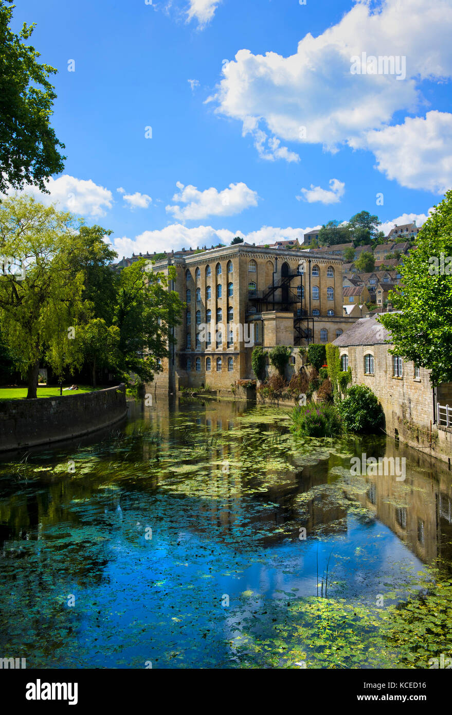 Abbey Mill, Bradford on Avon, Wiltshire. The former woollen mill and rubber factory now contains residential apartments. Stock Photo