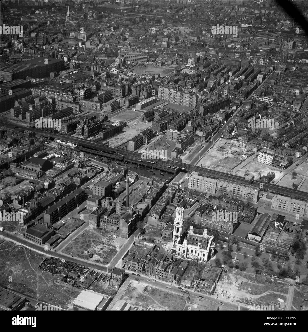 St George in the East, Stepney, London. Photographed in April 1960 