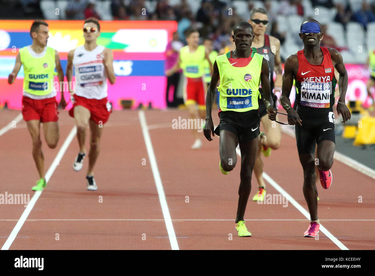 Samwel Mushai KIMANI of Kenya wins gold in the Men's 1500 m T11 Final