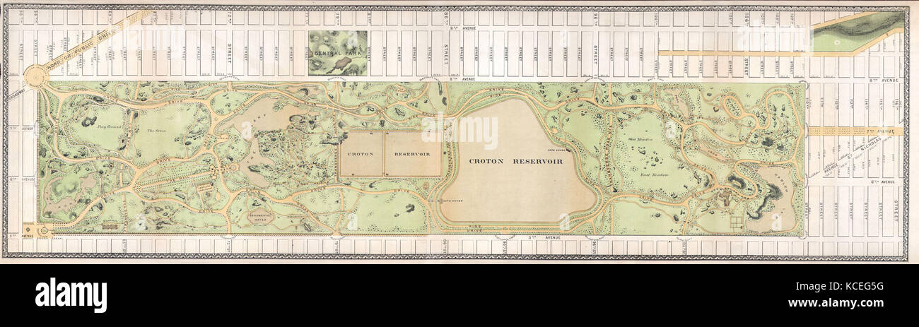 1868, Vaux and Olmstead Map of Central Park, New York City Stock Photo