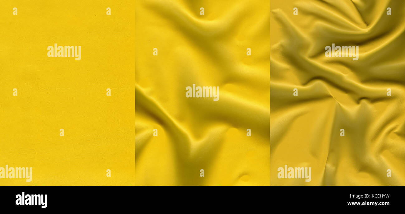 Set of  yellow leather textures  for background Stock Photo