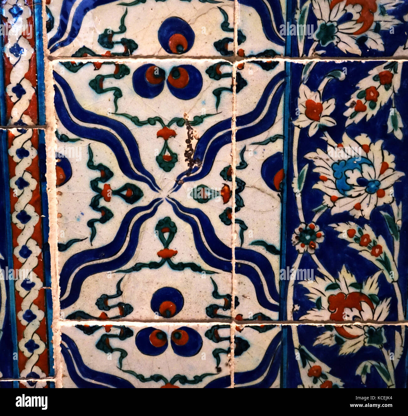 Ottoman, tilework Chimneypiece; from Turkey, probably Istanbul. Dated 1731. Fritware with under-glaze decoration Stock Photo