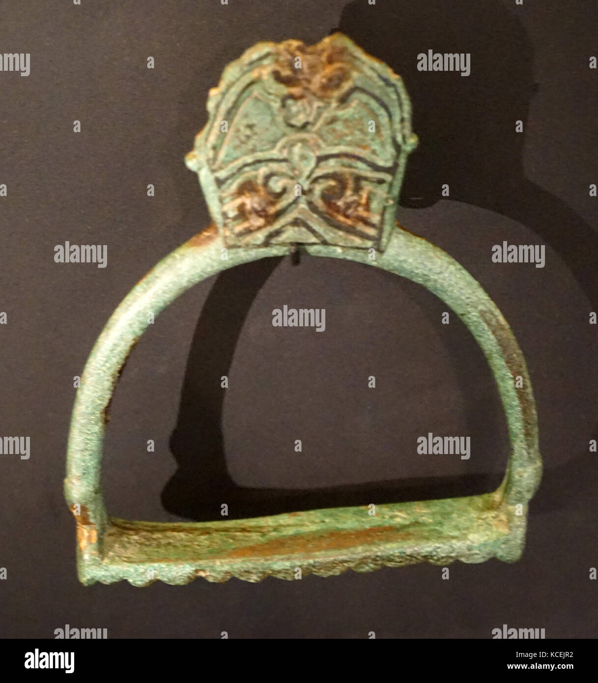 Icelandic 12th century AD copper stirrup Stock Photo