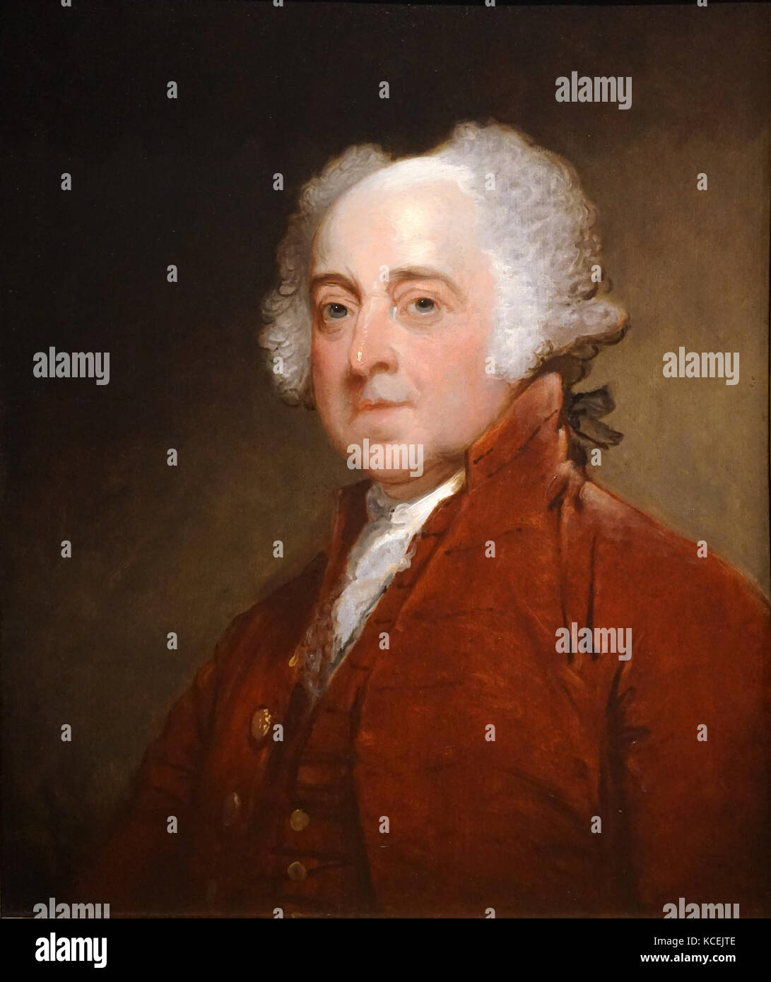 Portrait of John Adams, by Gilbert Stuart (1755-1828 Oil on wood 1821. John Adams (1735 – July 4, 1826). American patriot who served as the second President of the United States (1797–1801) and the first Vice President (1789–97). Stock Photo