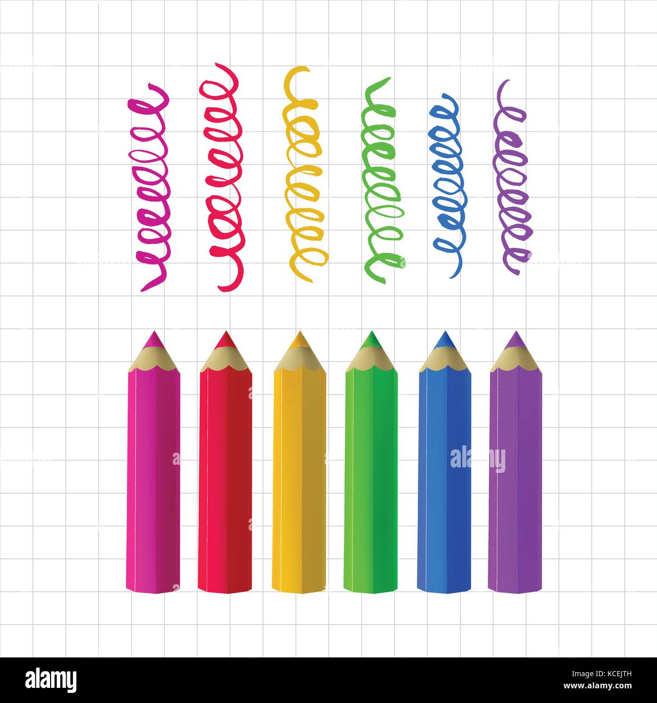 Colour pencils on copy-book paper Stock Vector