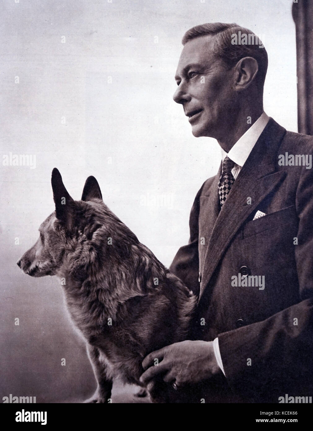 Photographic portrait of King George VI ( 1895-1952) King of the Untied Kingdom and the Dominions of the British Commonwealth as well as the last Emperor of India. Dated 20th Century Stock Photo