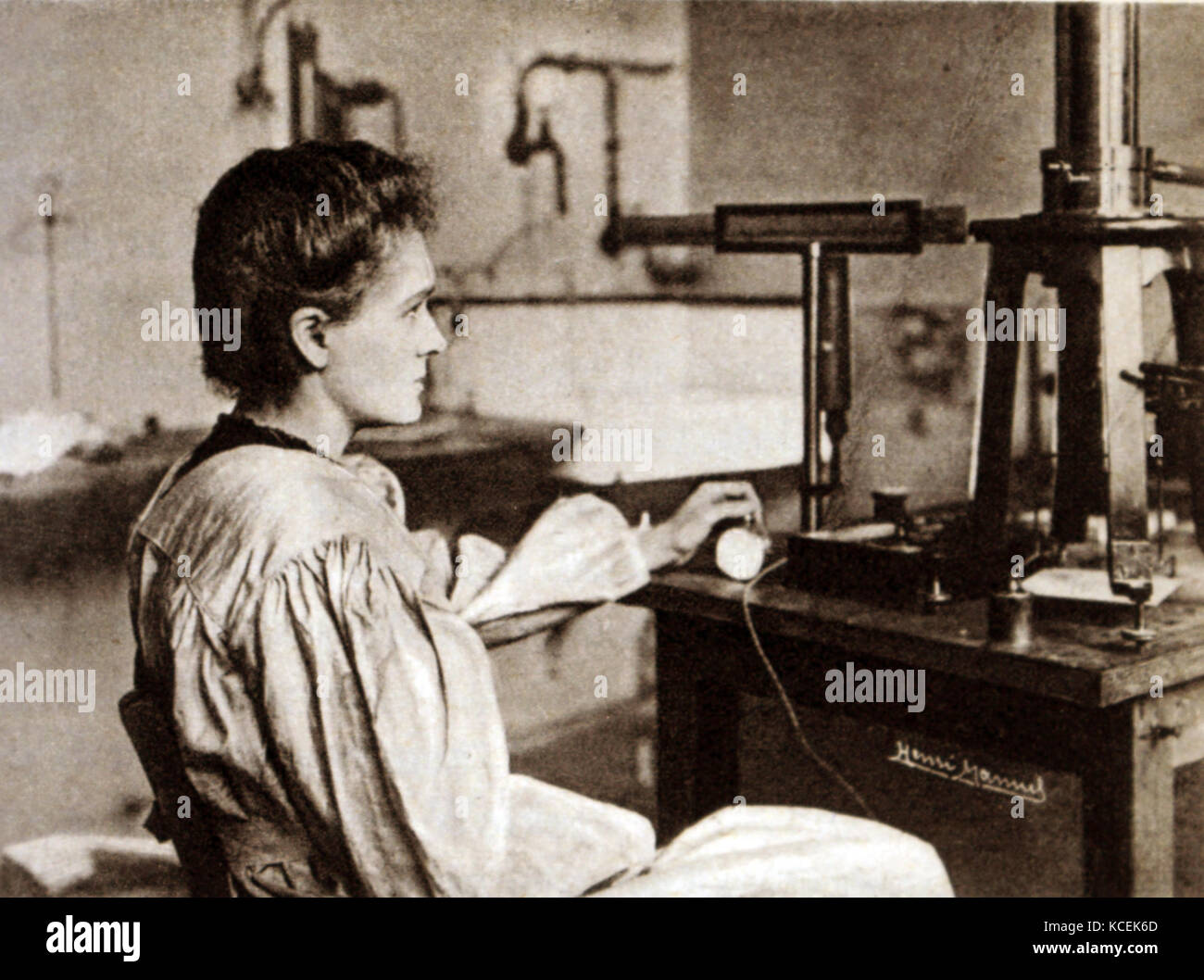 Photograph of Marie Curie (1867-1934) a Polish and naturalized-French physicist, chemist and the first female Nobel Prize winner. Dated  19th Century Stock Photo