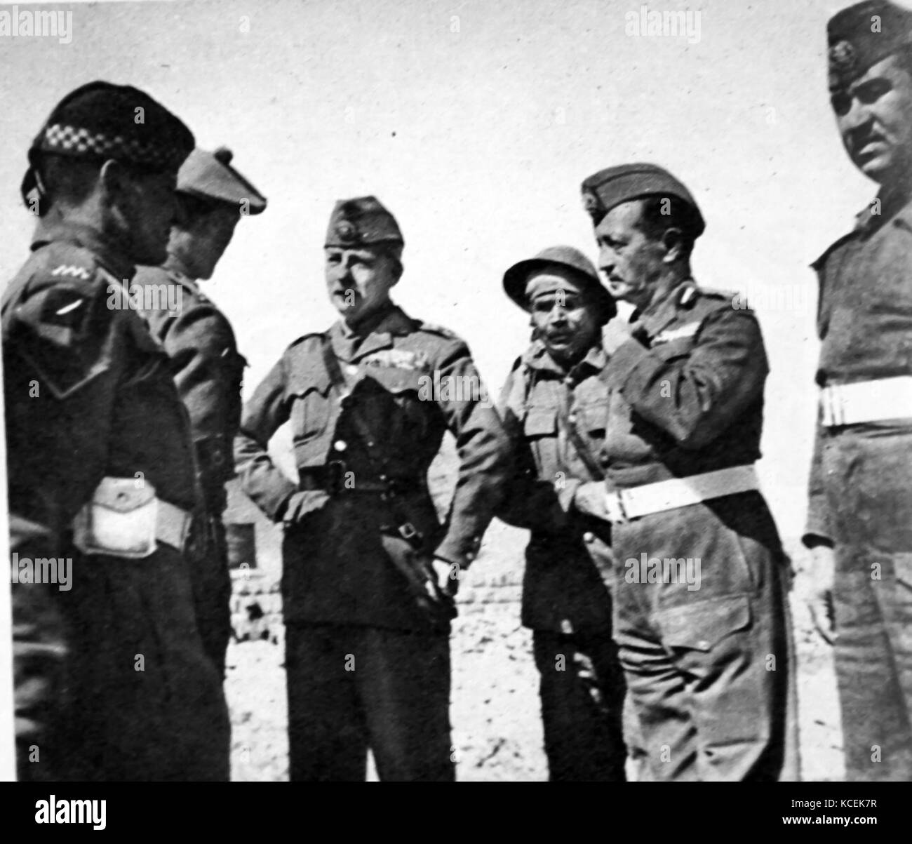 Photograph of Sir Gordon Holmes Alexander MacMillan (1897-1986) a professional soldier and general in British Army and Lieutenant-General Sir John Bagot Glubb (1897-1986) a British soldier, scholar and author. Dated 20th Century Stock Photo