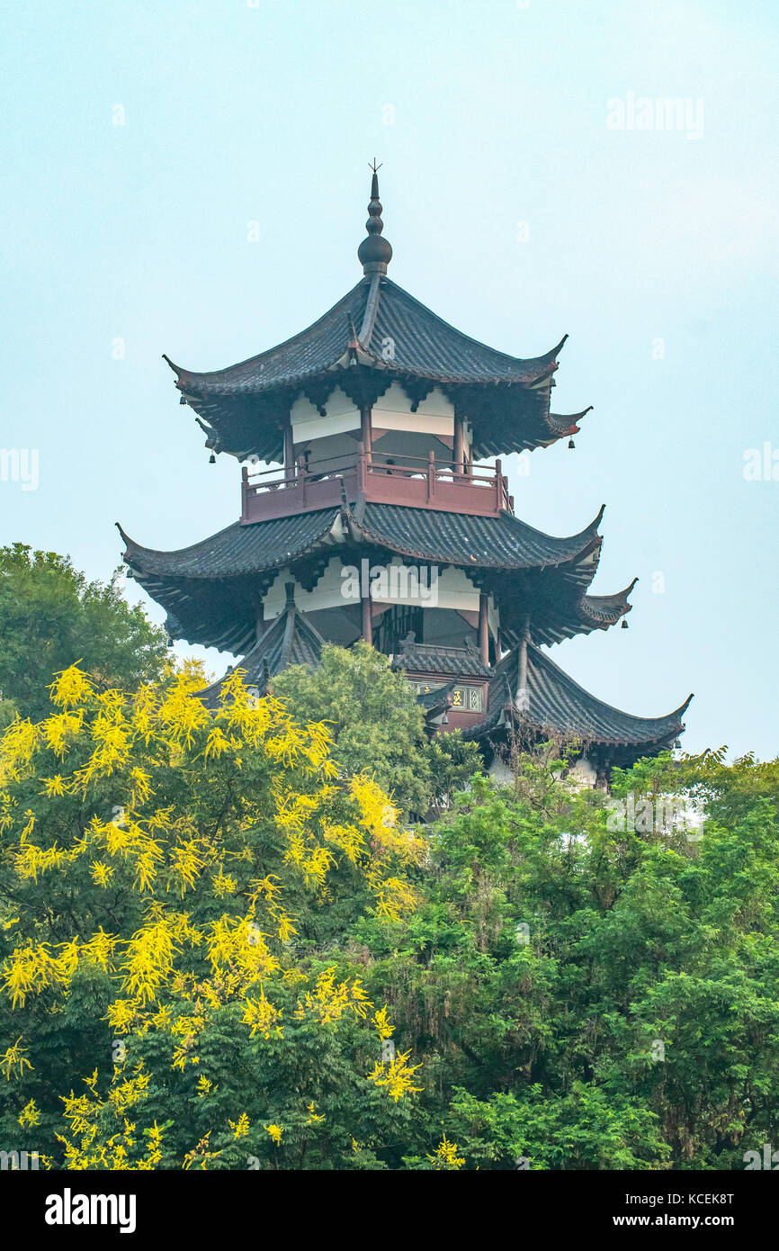 Pagoda on Yangtze River at Yichang, Hubei, China Stock Photo