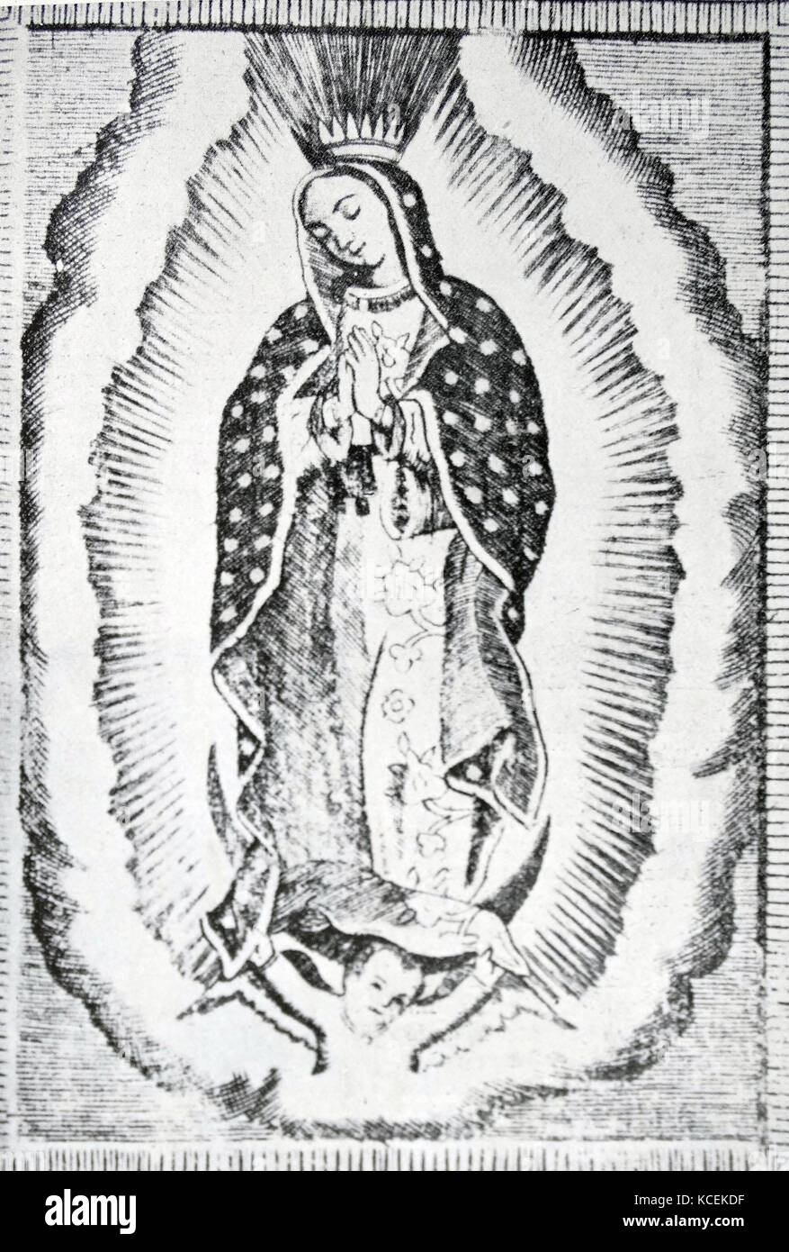 Engraving depicting The Virgin Mary. Dated 18th Century Stock Photo