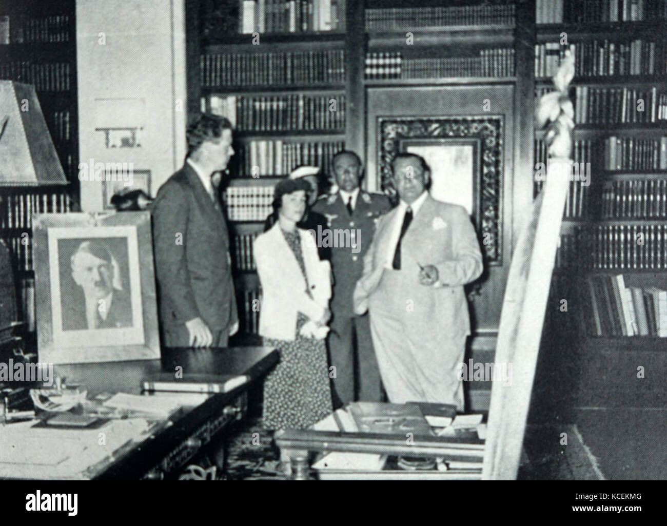 Photograph of Charles Lindbergh (1902-1974) an American aviator, military officer, author, inventor, explorer and environmental activist, visiting the office of Hermann Göring. Dated 20th Century Stock Photo